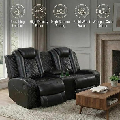 Power Recliner Sofa Set with LED Lights, Includes 2 Manual Recliner 1 Seat and - Image 6