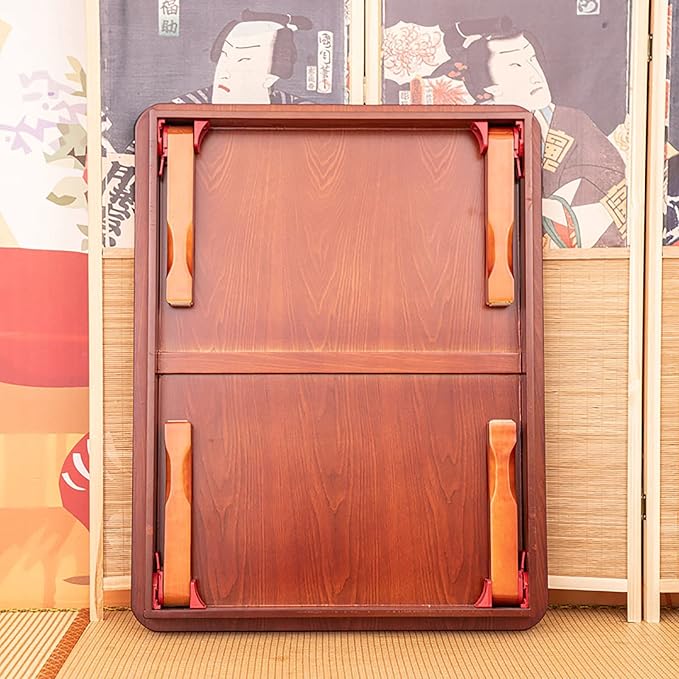 Folding Coffee Table, Japanese-Style Square Low Wood Table, - Image 5