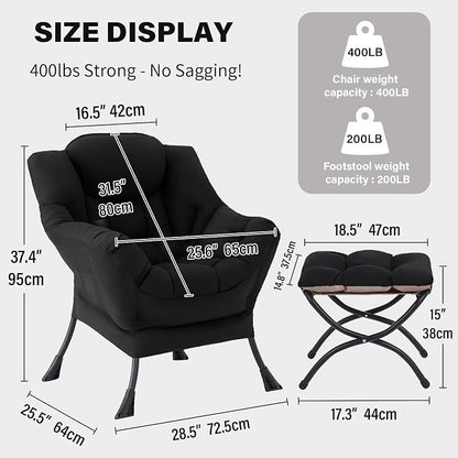 Tiita Lazy Chair with Ottoman, Comfy Leisure Sofa Armchair with Ottoman - Image 2
