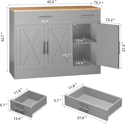 Shintenchi Modern Farmhouse Sideboard Buffet Cabinet - Image 3