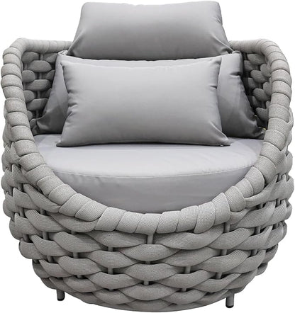TWT 3 Pieces Aluminum Patio Furniture Set, Hand Woven Textilene Rope Outdoor - Image 9