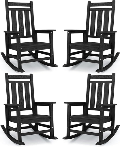 KINGYES Oversized Outdoor Rocking Chair Set of 4, All-Weather Patio Rocking by KINGYES
