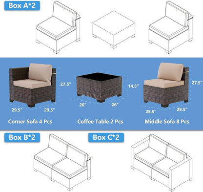 Outdoor Patio Furniture Set, 14 Pieces Outdoor Sectional Furniture Patio Sofa - Image 2