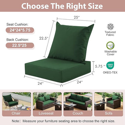 Outdoor Deep Seat Cushion Set, 24x24 Inch Water-Resistant & Fade-Resistant - Image 2