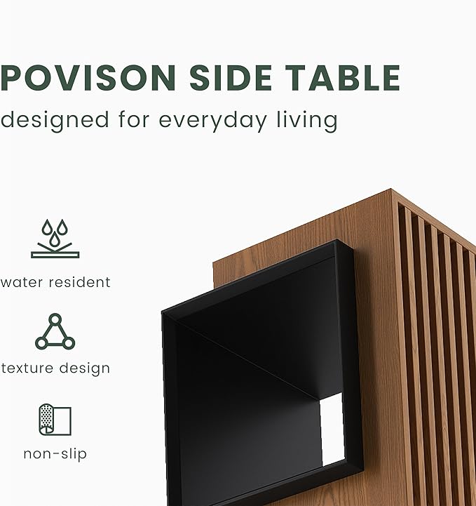 POVISON Minimalist Side Table, 17.71" Wood End Table - Image 5