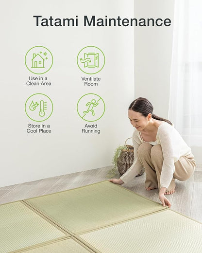 FULI Japanese Square Tatami Rug, Lightweight Igusa Mat, Made in Japan - Image 7
