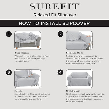 SureFit Cotton Duck Armchair Box Cushion One Piece Slipcover, Chair Cover - Image 4