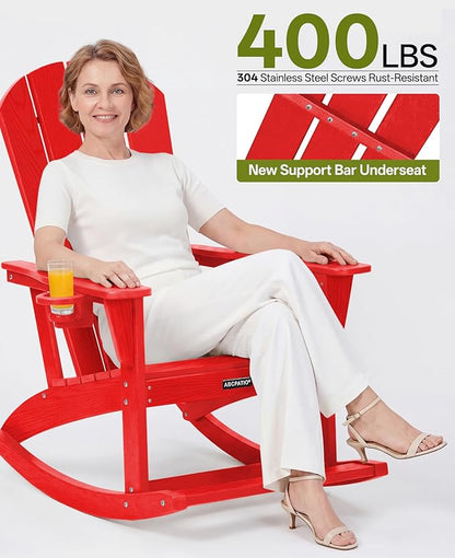 Outdoor Oversized Adirondack Rocking Chairs, All Weather HDPE Patio Rocking - Image 5