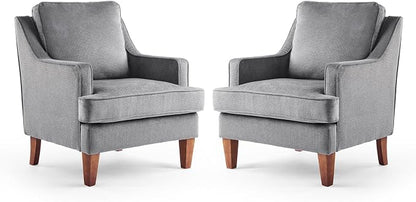 VINGLI Grey Accent Chairs Set of 2, Mid Century Modern Chairs, Upholstered by VINGLI