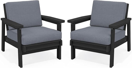 SERWALL HDPE Outdoor Furniture Set, 2 Piece All Weather Wood-Like Outdoor Sofa by SERWALL