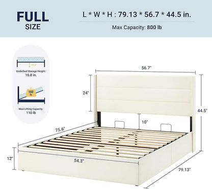 Allewie Full Size Lift Up Storage Bed, Chenille Fabric Upholstered, Modern - Image 2