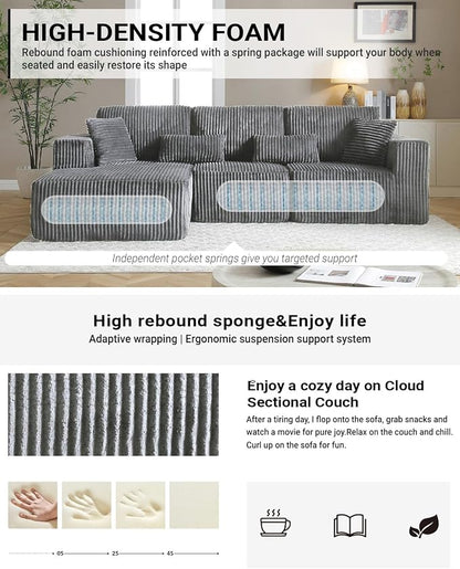 110” Modular Sectional Sofa, Cloud Sectional Couch - Image 4