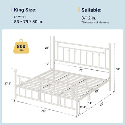 Allewie 14 Inch King Size Metal Platform Bed Frame - Image 2