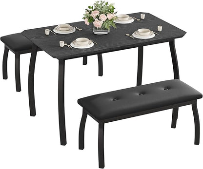 Dining Table for 4, 3-Piece Kitchen Table Set for 4 by IDEALHOUSE