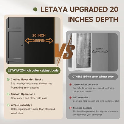 Letaya Armoire Wardrobe Closet, Narrow Slim Coat Closet Cabinet - Image 5