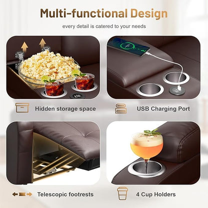 Recliner Sofa Set, Home Theater Seating Wall Hugger Recliners - Image 3