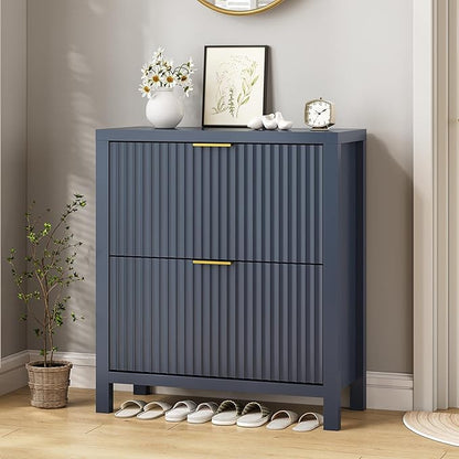 YOMILUVE Shoe Cabinet Storage for Entryway, Fluted Shoe Cabinet - Image 3