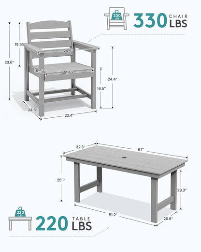 SERWALL Patio Dining Table and Bench Set - Image 5