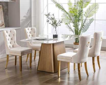 KCC Velvet Dining Chairs Set of 4, Upholstered High-end Tufted Dining Chair - Image 2