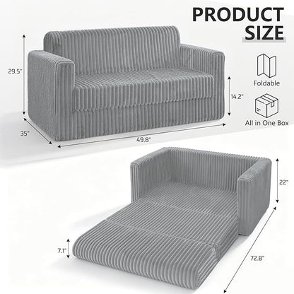 HABUTWAY 49.8" Loveseat Boneless Couch, 4-in-1 Convertible Sofa Bed, Plush Fur - Image 3