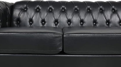 LEVNARY Chesterfield Sofa, Classic Tufted Upholstered Leather Couch, Modern 3 - Image 5