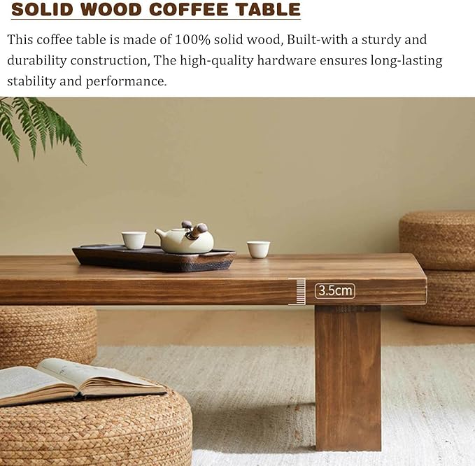 Japanese Solid Wood Coffee Table - Image 4