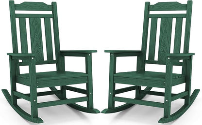 SERWALL HDPE Outdoor Rocking Chair Set of 2, Patio Rocking Chairs Set, Rocking by SERWALL