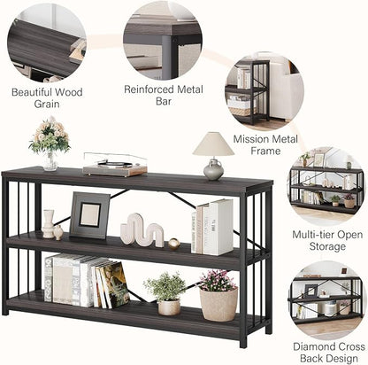 LVB Industrial Console Table, Metal and Wood Sofa Table, Rustic Entryway Table - Image 5