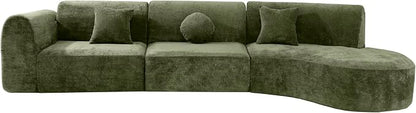 Merax 3-Piece 140" Sectional Modular Sofa Set, 4 Seat Curved Modern Cloud Couch - Image 7