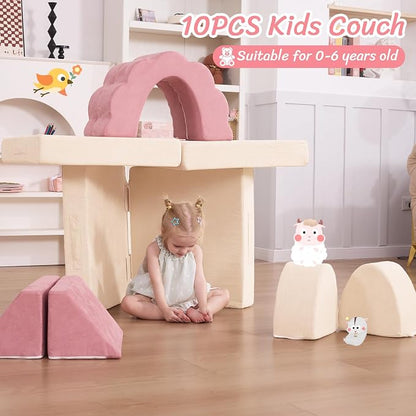 LOAOL Kids Couch 10PCS, Modular Kids Play Couch, Imaginative Convertible Play - Image 4