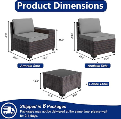 Outdoor Patio Furniture Set, 12 Pieces Outdoor Sectional Furniture High - Image 2