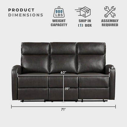 Lexicon Manual Reclining Sofa, Faux Leather Recliner Sofa, Wall Hugger - Image 5