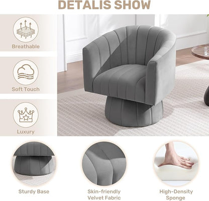 Swivel Accent Barrel Chair Set of 2, Cute Comfy Small Round 360° Arm Chair - Image 3