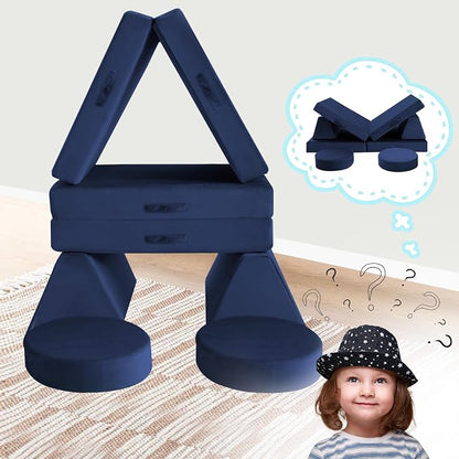 MeMoreCool Kids Couch for Playroom, 8-Piece Modular Toddler Play Couch in Navy - Image 7