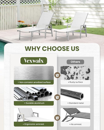 Vexwalx Patio Chaise Lounge Outdoor - Image 7