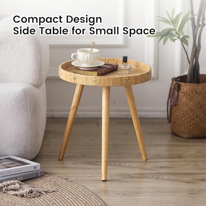 Round Side Table, Boho Circle End Table Coffee Table - Image 4