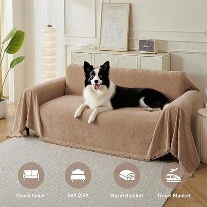 Couch Cover for Dogs, Boho Sofa Covers for 2 Cushion Couch, Chenille Sofa - Image 4