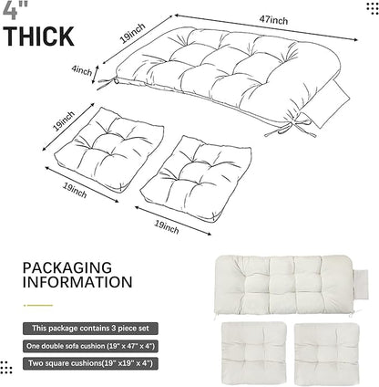 3 Pcs Wicker Chair Cushions Patio Loveseat Chaise Cushion Set - Image 2