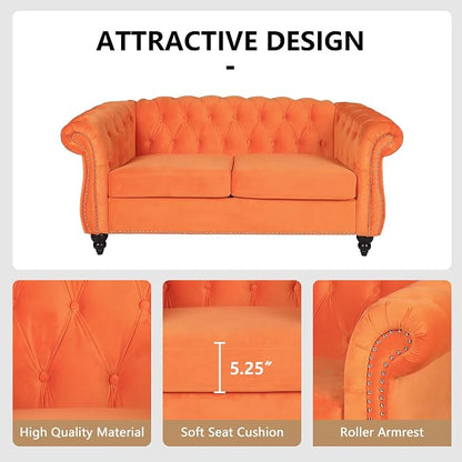AVZEAR Chesterfield Loveseat, Modern Velvet Sofa Tufted Couch 2 Seater - Image 7