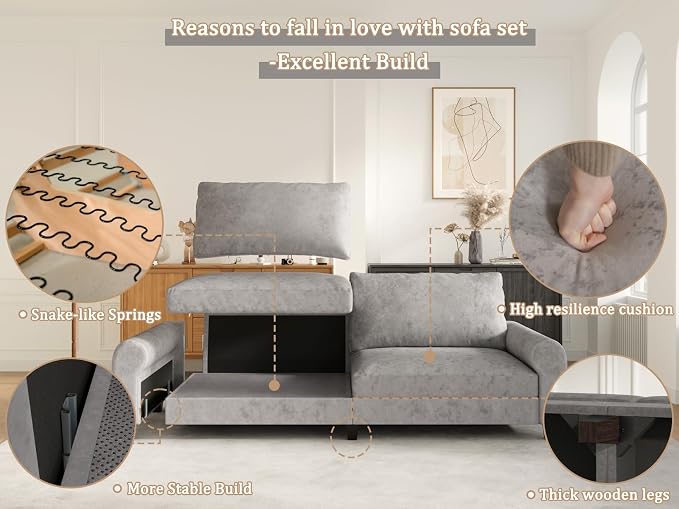 EASE MOOSE 70.6" Velvet Loveseat Sofa, Soft Deep Seat Couches - Image 9