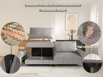 EASE MOOSE 70.6" Velvet Loveseat Sofa, Soft Deep Seat Couches - Image 9