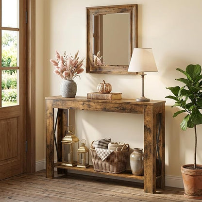 YATINEY Farmhouse Console Table, 39.4'' Small Narrow Entryway Table, Wood Couch - Image 6