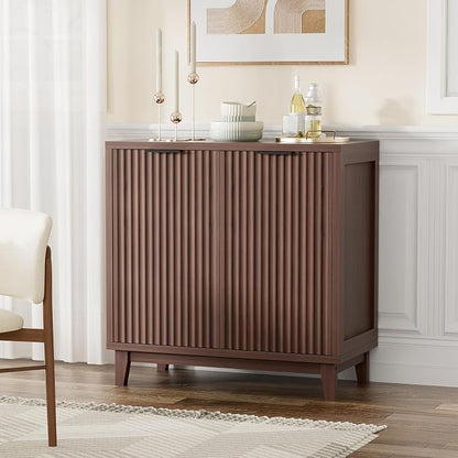 Fluted Cabinet with Storage, 2 Doors Sideboard Buffet, Mid Century Modern - Image 9