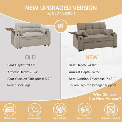 Auvsoce 65'' Chaise Lounge Chair Indoor, 3-in-1 Convertible Sofa Bed - Image 8