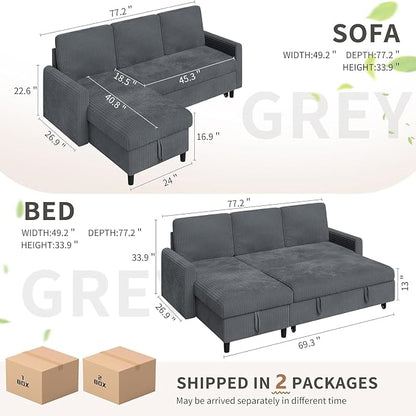 Walsunny 77" Sectional Sleeper Sofa - Image 2