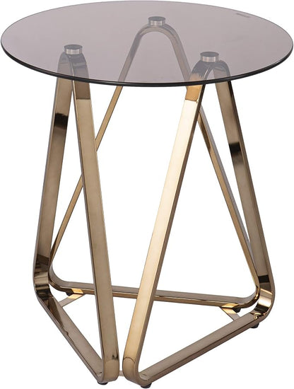 SEI Furniture - Stondon Round End Table - Transitional Design, Champagne Metal by SEIFurniture