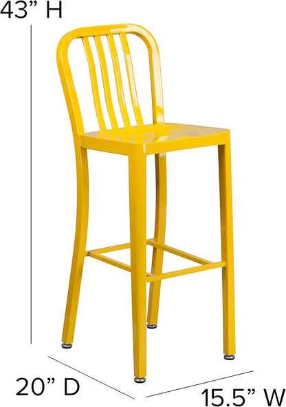 Flash Furniture Commercial Grade 30" High Yellow Metal Indoor-Outdoor Barstool - Image 2