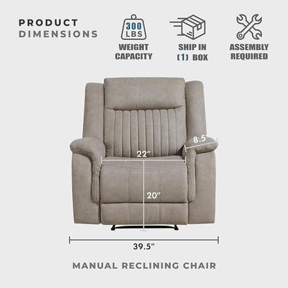 Lexicon Manual Recliner Chair, Polished Microfiber Reclining Sofa Chair - Image 5