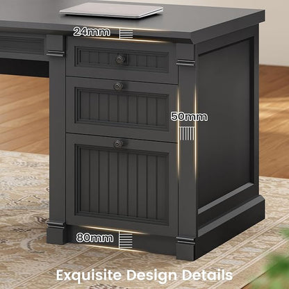 SEDETA L Shaped Desk with 4 Drawers, Corner Computer Desk with Power Strip - Image 9