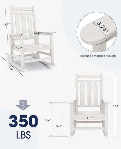 KINGYES Oversized Outdoor Rocking Chair, All-Weather Patio Rocking Chairs - Image 3
